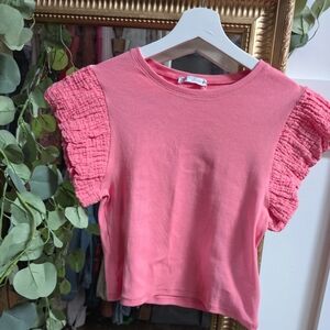 Zara Pink Ruffle Sleeve Tee